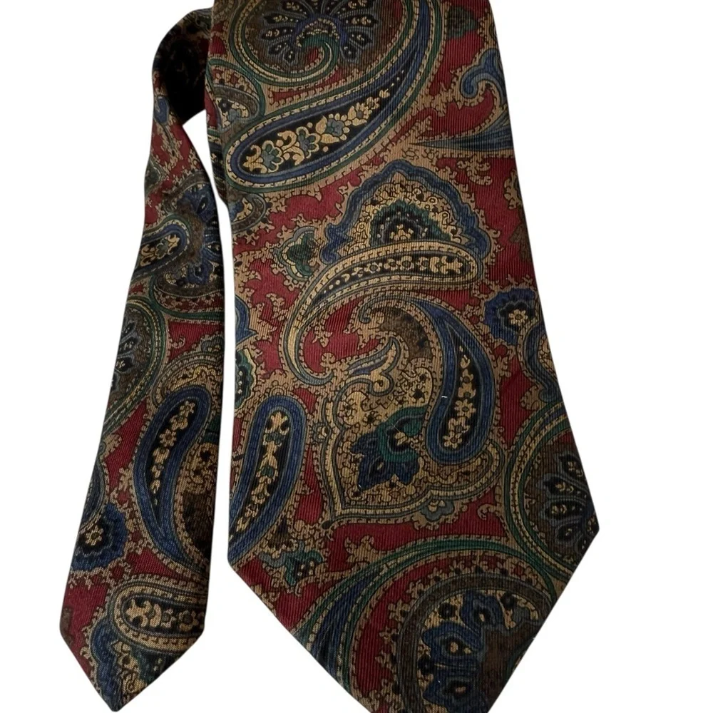 Wittcomb  & Keith Paisley 56X 3 in. Neck Tie Blue Bergundy Vintage Dad Business